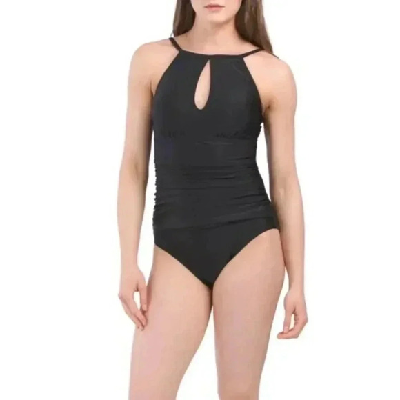 High Neck OTS Mid One PC Swimsuit - Picture 1 of 3